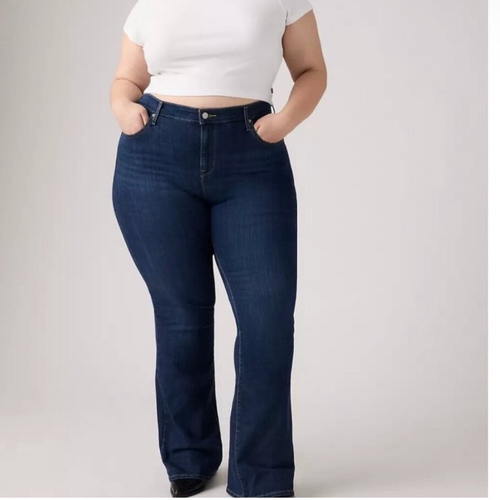 Levi's 725 Women's High Rise Bootcut Jeans Dark Blue 22W M NWT Stretch‎ Denim